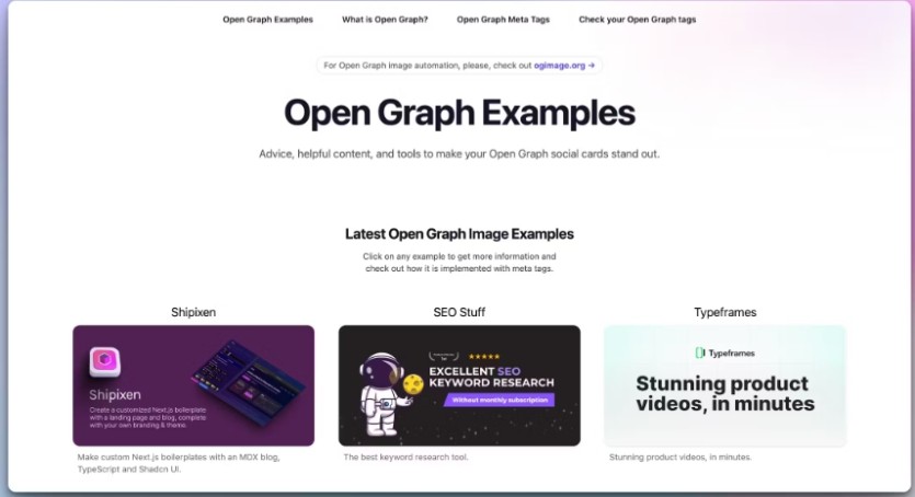 오픈 그래프 이미지를 돋보이게 하는 조언, 유용한 콘텐츠 및 도구들을 제공하는 웹 서비스